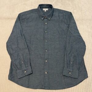Ash & Erie Standard Fit Everyday Long Sleeve Button Shirt Blue Heather Mens L